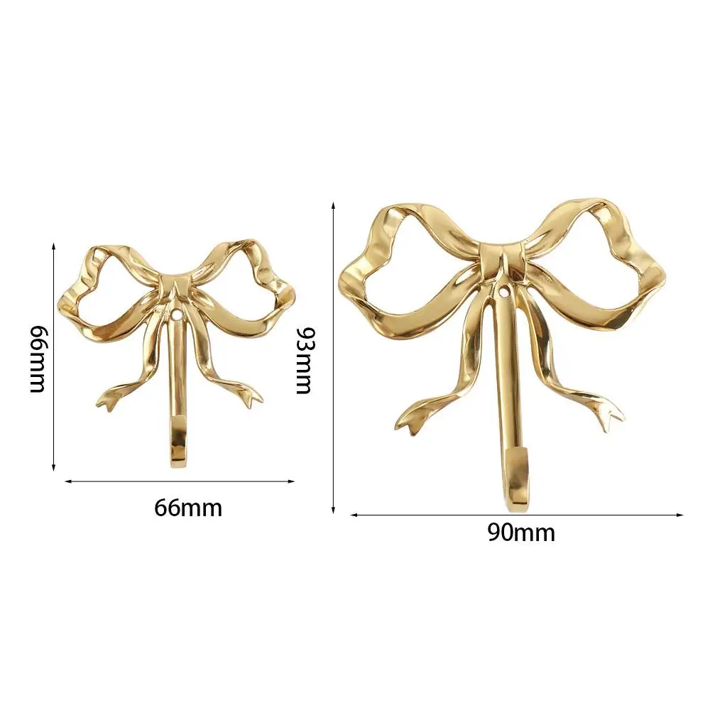 Retro Brass Bow Shape Wall Hook Gold Functional Bow-Knot Hook Wall Hangings Decorative Wardrobe Hanger Clothes Coat 2