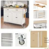 DOONREXS New Upgrade Thicken Wooden Kitchen Island on Wheels with Storage, Space-Saving Mobile Rolling Kitchen Island Cart with 3
