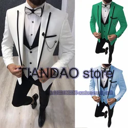 3 Piece Wedding Groom Tuxedo Men Suit Point Lapel Formal Party Blazer Pants Vest Evening Jacket Set costume homme