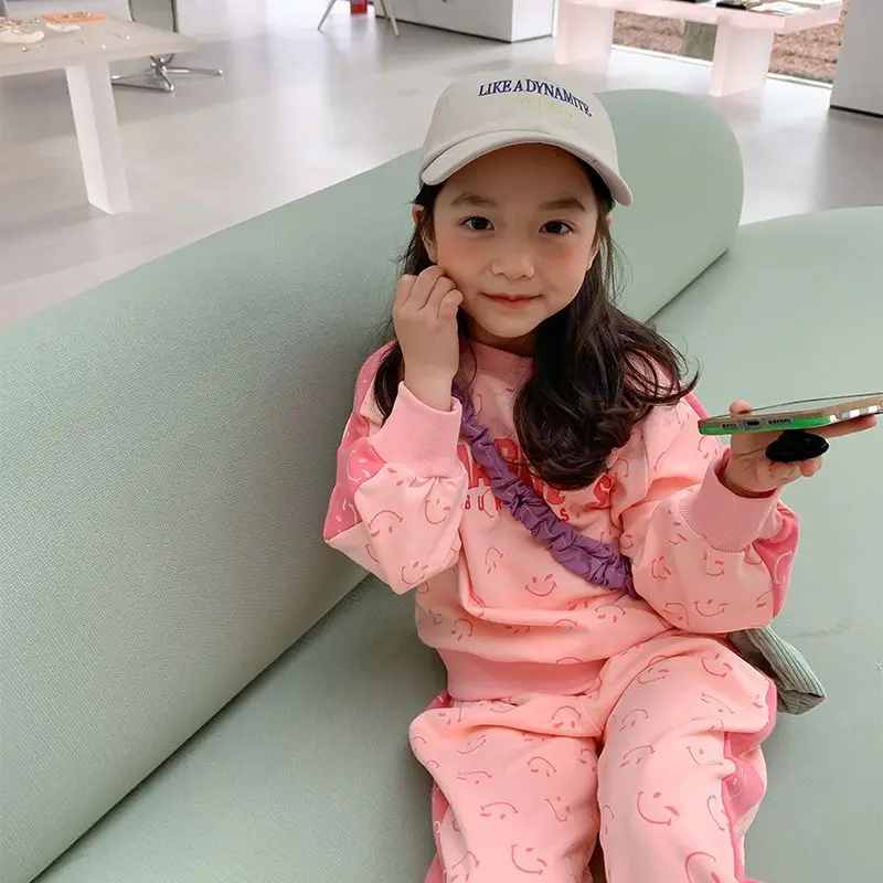 

Girls Sweatshirts +Pants 2PCS/Set 2023 New Pink Spring Autumn Kids Suits Sports Outfits Toddler Children Baby Girl Clothes