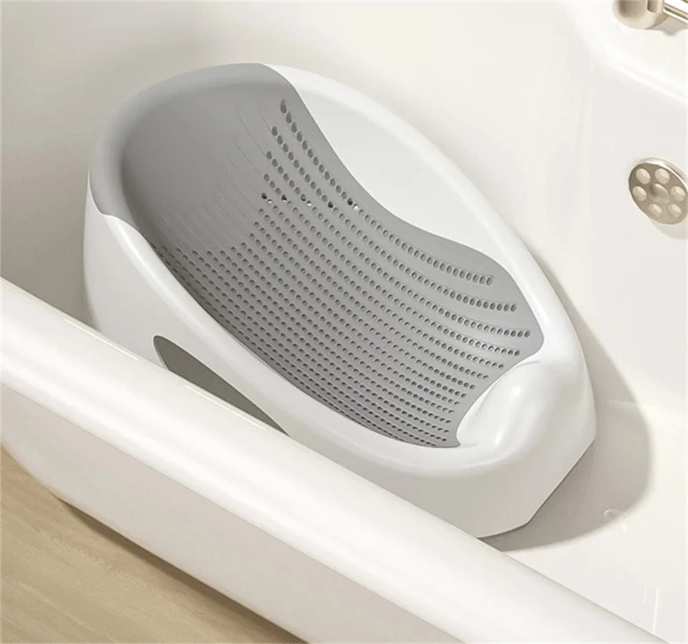 Soft Touch Baby Bath Tub Silicone Mesh Support Non Slip Base Newborn Foot Bath Bucket Bathroom Grey UK: 3 - 5 Days Free Delivery UK
