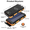 20000mAh Solar Panel PowerBank Case Charge Storage Box Dual USB Power Bank Shell SOS Light Flashing Light Compass Power Bank Box 5