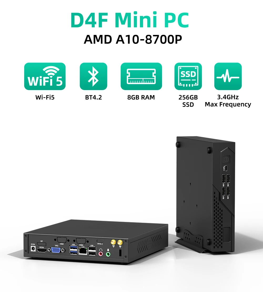 ZXIPC AMD A10-8700P/A12-9720P DDR3 Mini PC Office Computer HDMI+