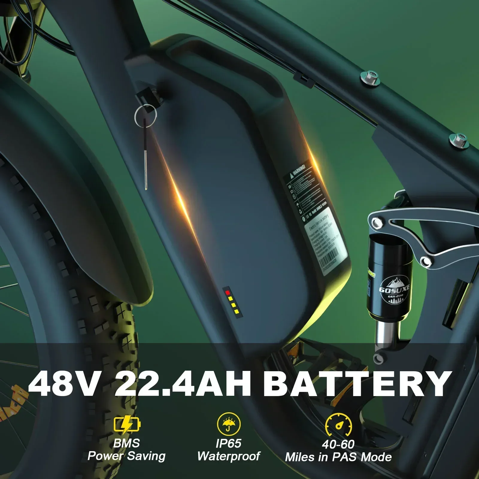 E Bike 2000W 48V 22.4AH Dual Battery Full Suspension 26inch Fat Tire Hidden Snow Beach Electric Zeegr S1