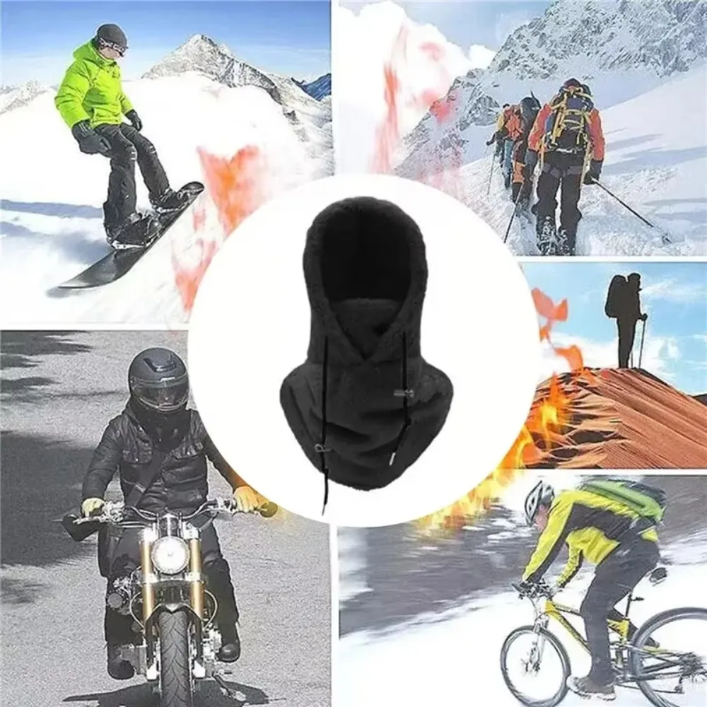 High Quality Arctic Velvet Sherpa Hood Ski Mask Adjustable 3 in 1 Warm Hood Warm Tool Thicken Neck Warm Hooded Men Women 5