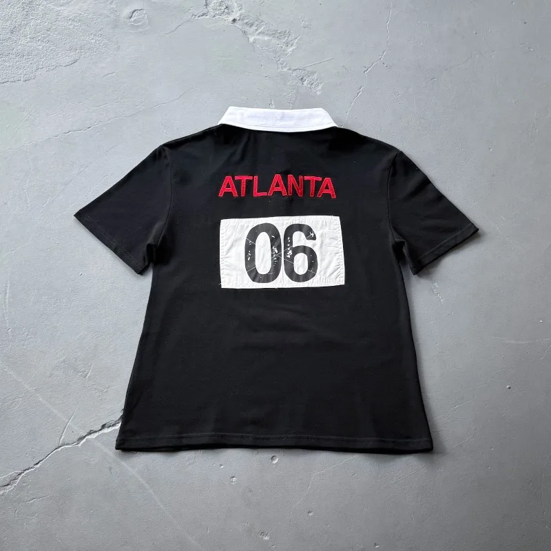 Mowalola Embroidery Digit 6 Angel War Horse Label Polo Shirt T