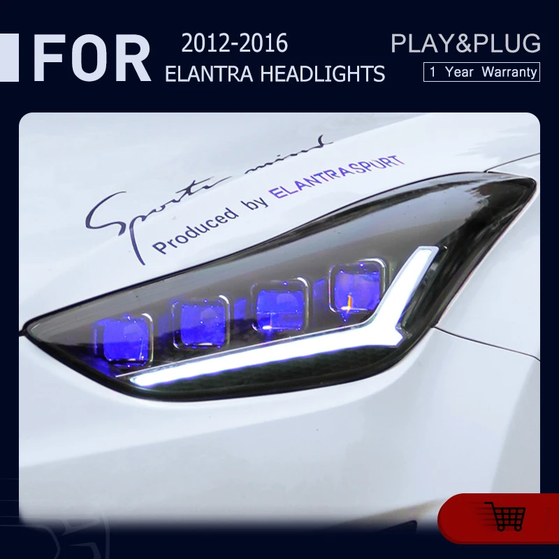 

Аксессуары, фары для Hyundai Elantra светодиодный, передняя фара 2012-2016, автомобильная фара Drl, объектив проектора