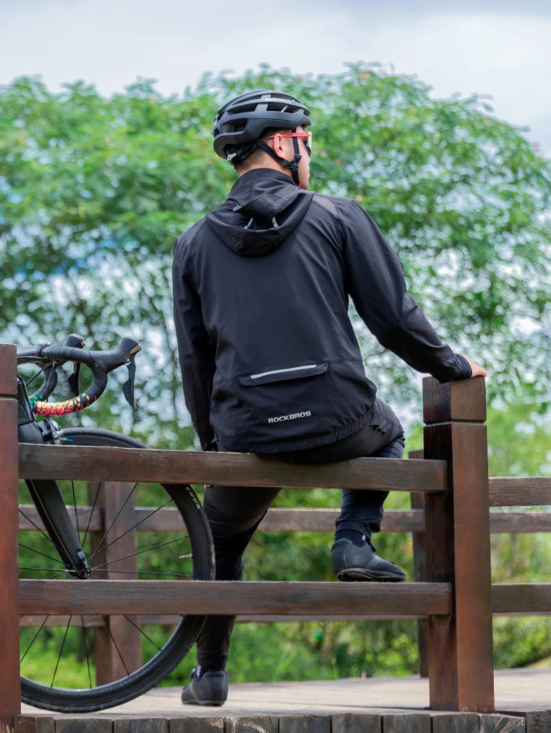 ROCKBROS Men Cycling Jackets Spring Summer Breathable Quick Dry Bike Hooded Jacket MTB Road Sports Cycling Tops Coat Windbreak