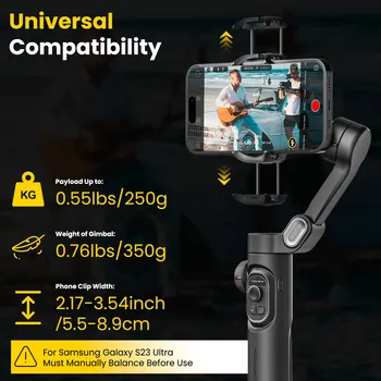 AOCHUAN Smart XE Combo Phone Gimbal Stabilizer with Extension Rod 3-Axis Phone Gimbal Stabilizer For iphone and Android phone 6