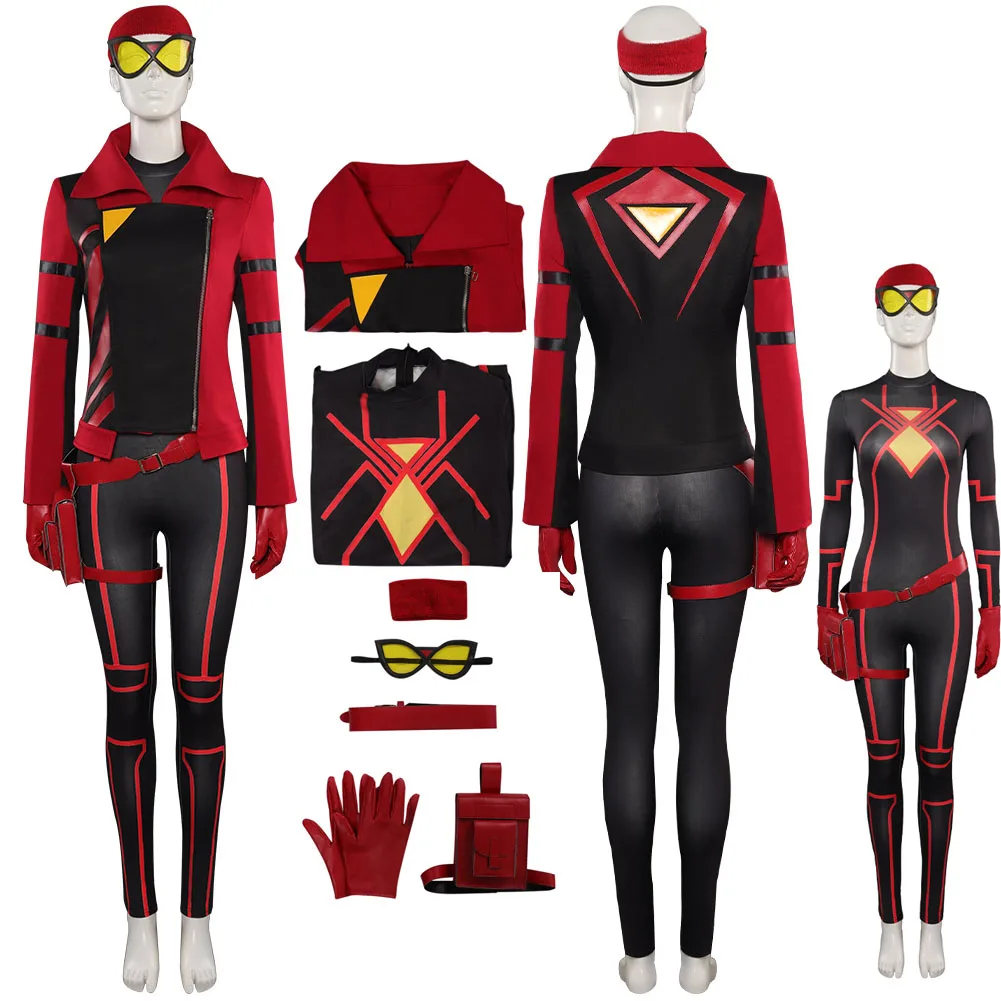 

Female Jessica Drew Cosplay Jumpsuit Coat Blindfold Costume Outfits For Adult Women Girls Fantasy Halloween Carnival Suit