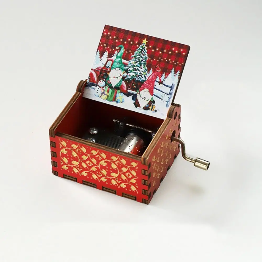 Classical Wooden Music Box Valentine's Day Crafts Hand Crank Carved Musical Box Fashion Gift Home Decoration 2