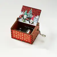 Classical Wooden Music Box Valentine's Day Crafts Hand Crank Carved Musical Box Fashion Gift Home Decoration 2
