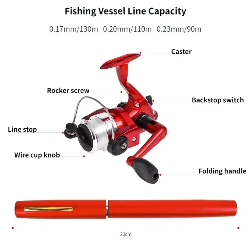 1/set Outdoor Portable Mini Pen Fishing Rod Telescopic Pocket Rod Mini Ice Fishing Pole Accessories Gear