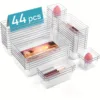 A Set Of 25/44 Ultimate Drawer Storage Solution Kit - Transparent Multifunctional Plastic Storage Set With Adjustable Dividers A 3