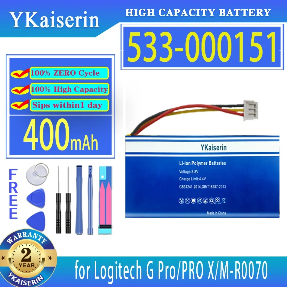 Batteria Ykaiserin 533-000151 533000151 400Mah Per Logitech G Pro Wireless/X Superlight M-R0070 Bateria