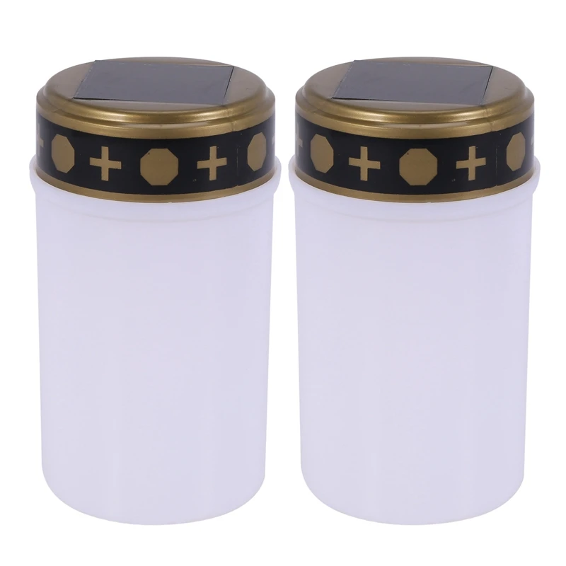 

2X White Grave Candle For Cemetery Grave Solar Lights With Lighting LED Grave Light 1Pcs