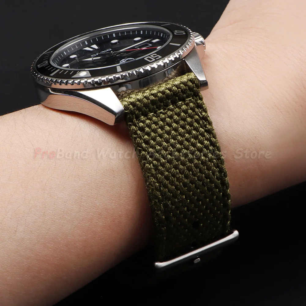 Premium Khaki Nylon Sailcloth Canvas Watch Strap - Universal Soft Sport Bracelet