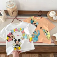 Mickey Mouse Cartoon Boy's T-shirt Short Sleeved Top Round Neck T-shirt For Children Aged 1-7 Summer Kids Cloths Girls' T-shirt 1