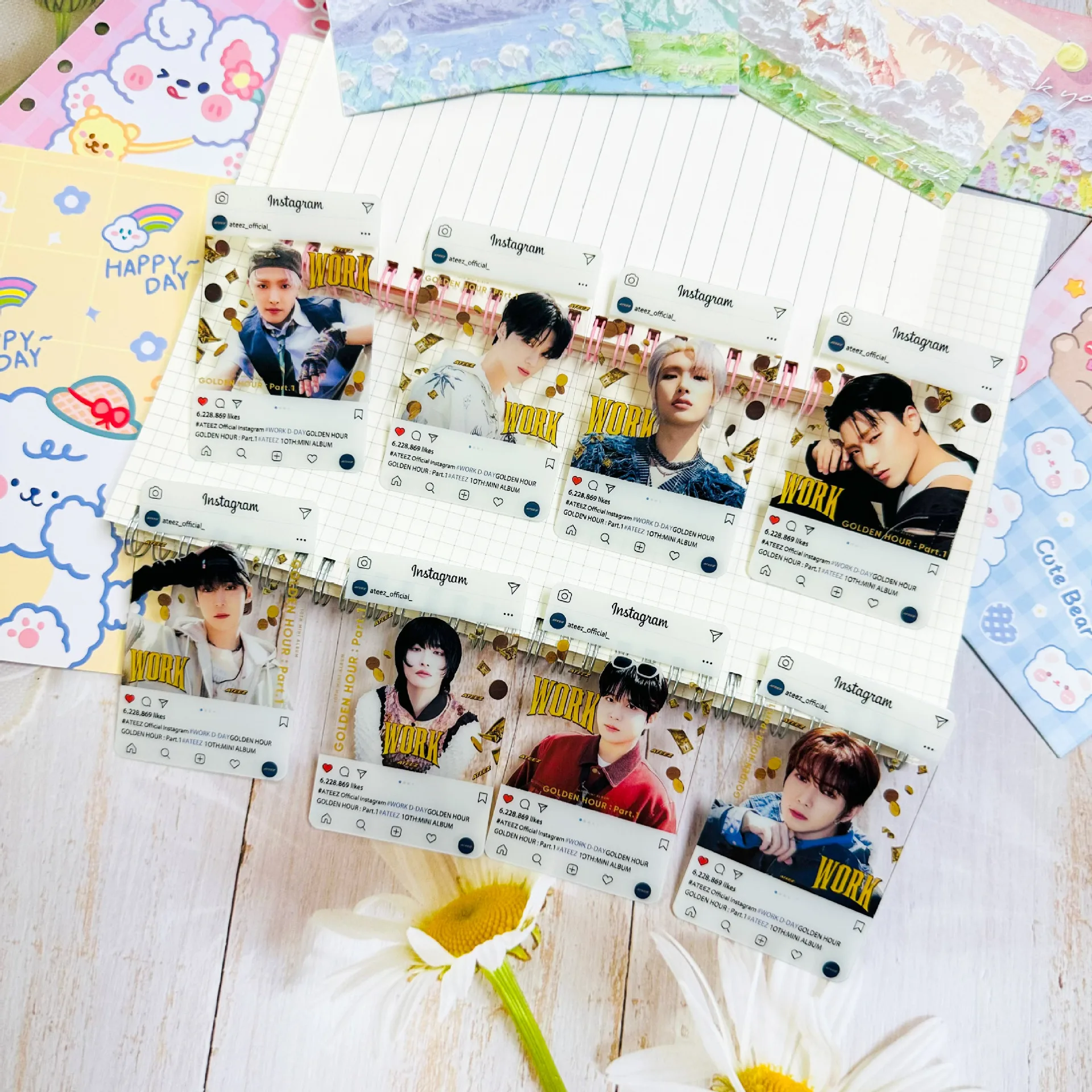 8pcs/set Kpop ATEEZ Photocards Photo Album GOLDEN HOUR PVC INS Transparent Cards