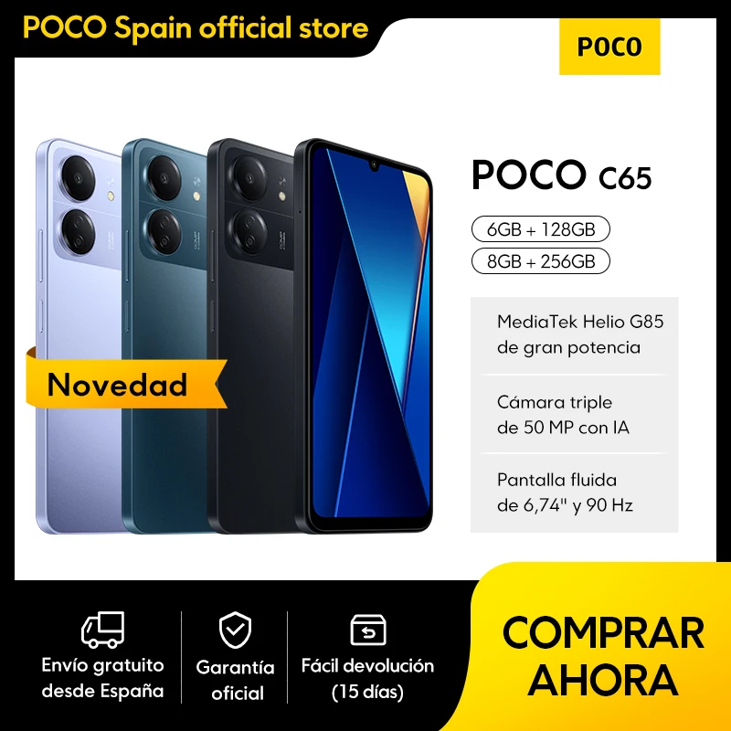 Oficial| POCO C65| Código【NYES15】【NYES10】 MediaTek Helio G85 de gran potencia|Cámara triple de 50 MP con IA