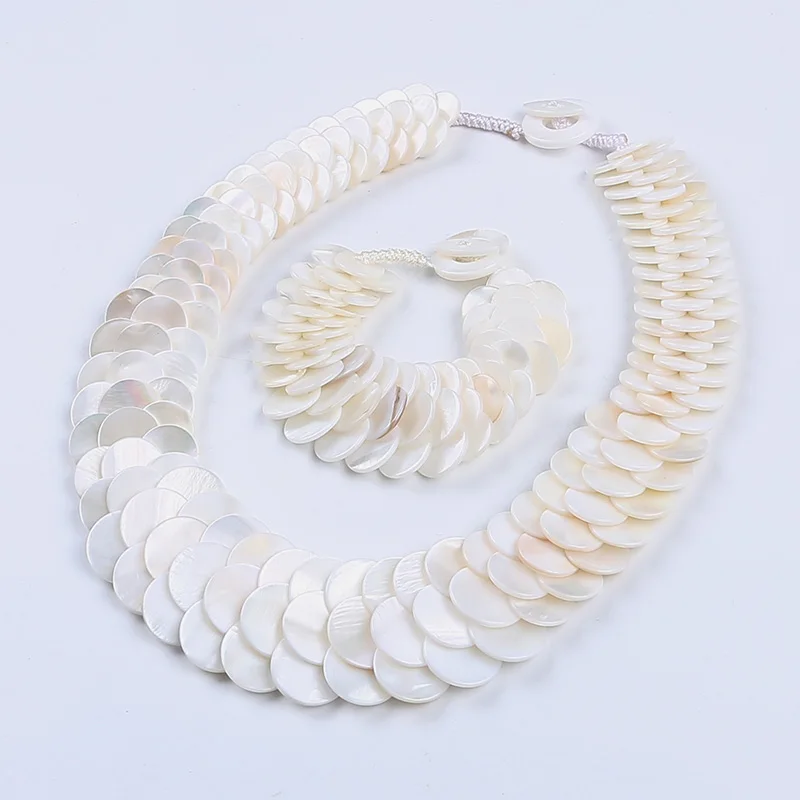 Natural-multi-color-fish-scale-shell-necklace-bracelet-fashion ...