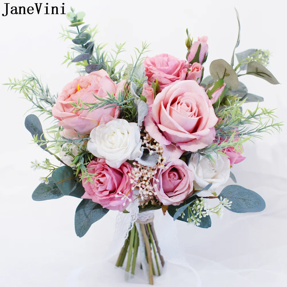 

Искусственные Розовые розы jaevini, Свадебный букет невесты, реальные аксессуары для невесты, Ramos De Novias