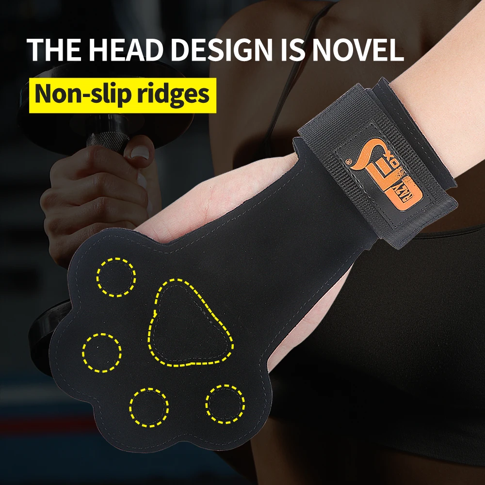 Hand Grips Cowhide Neoprene Padded Gymnastics Weightlifting Workout Gym Gloves Palm Protection for Kettlebell Pull Up Gymnastic