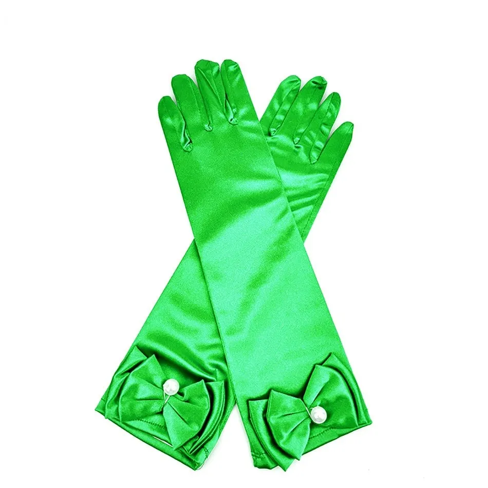Children Princess Long Gloves Girl Birthday Party Wedding Elsa Anna Accessories Cinderella Belle Sofia 11 Colors Long Finger Set princess accessories set children dance gloves