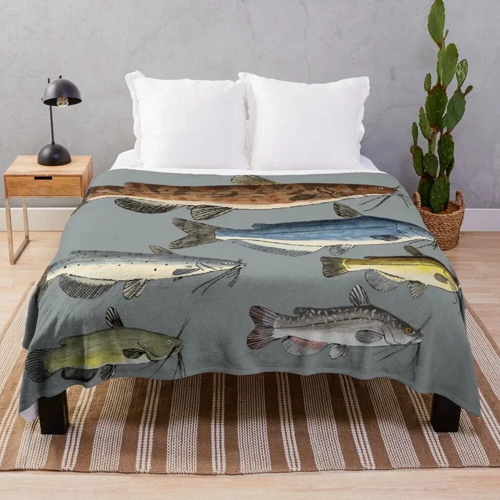 

North American Catfish Family Throw Blanket Luxury Brand Blankets Sofas Of Decoration christmas decoration Hairys Blankets