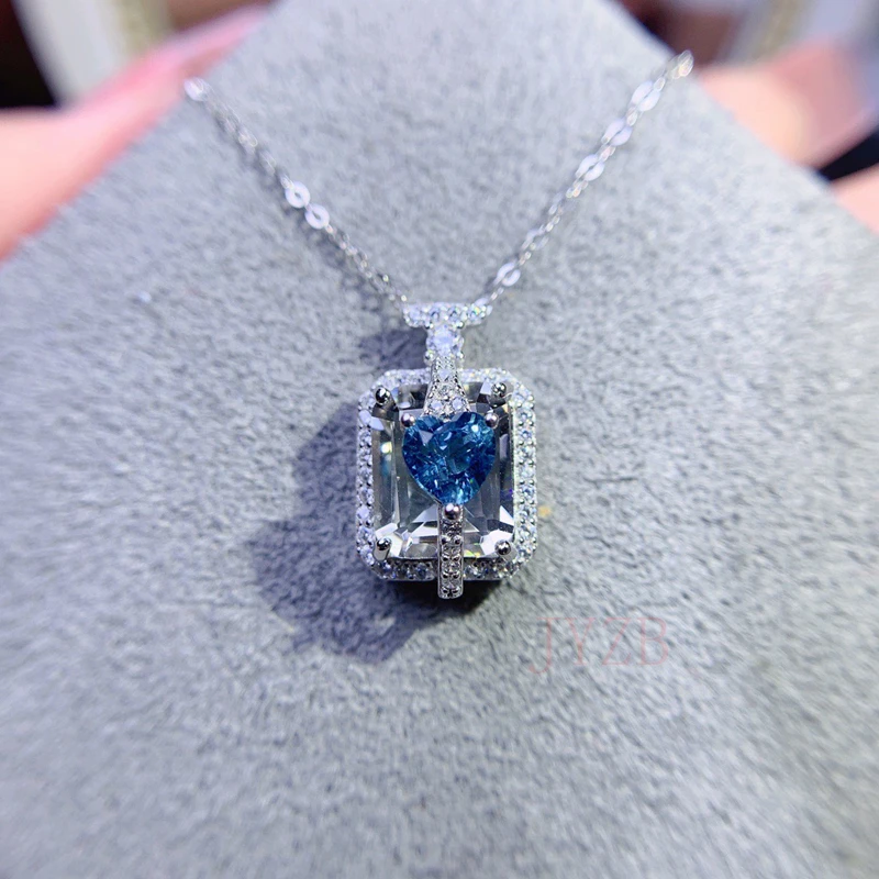 

100% Natural Topaz Necklace Sterling Silver for women design exquisite heart-shaped perfume bottle necklace high jewelry