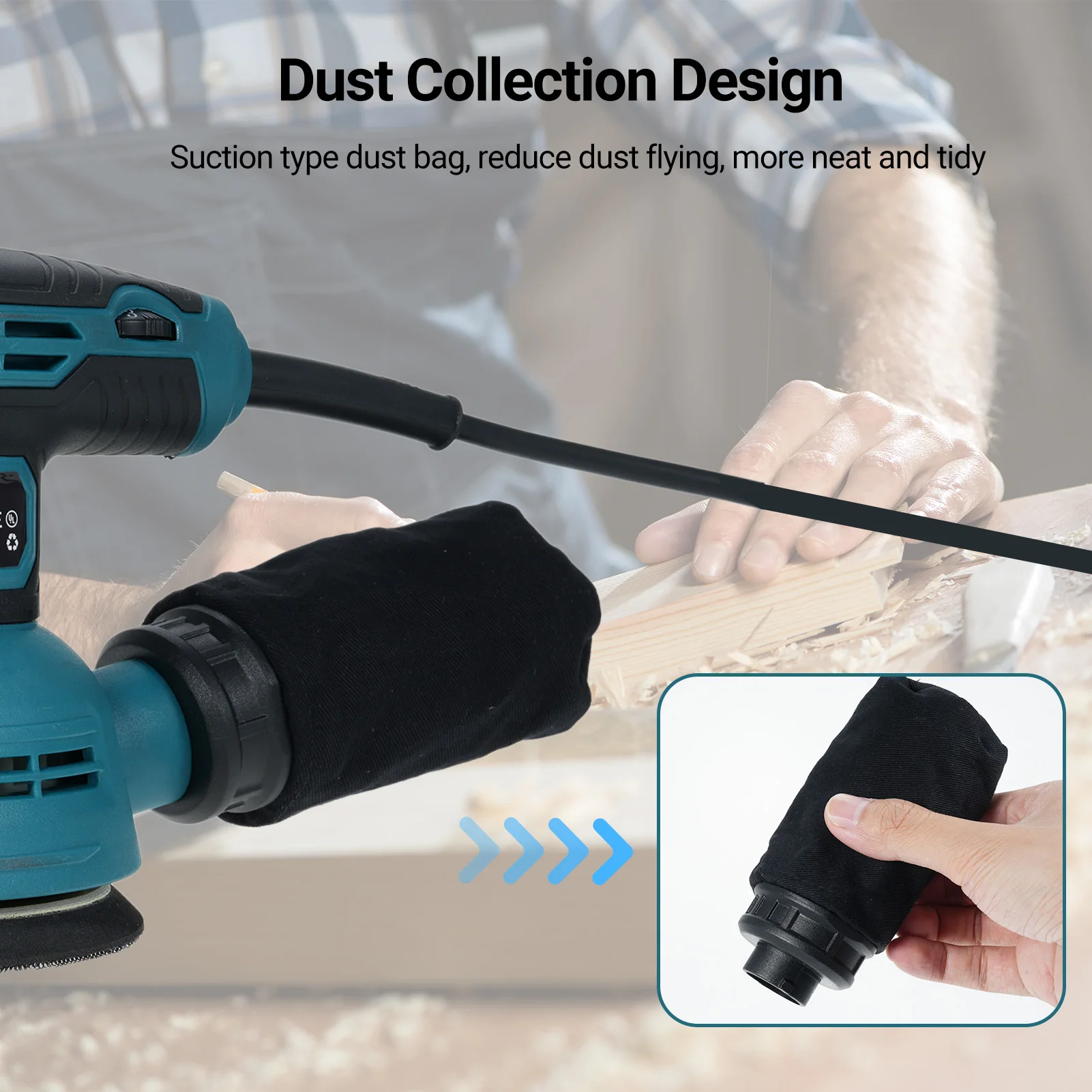 5-Inch Random Orbital Sander 12000RPM 6 Variable Speed Sander Machine Dust Collection System for Woodworking Dust Collection 2