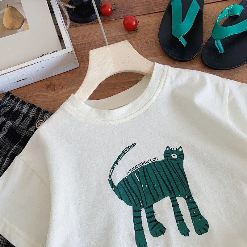 2025 New Summer Clothing Printed Cartoon Fashion Short Sleeve Tops Tees Children's Wear Casual T-shirt Crewneck Kids T Shirts 6