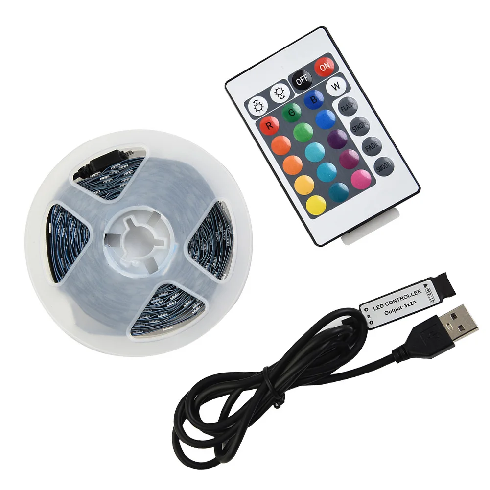 

1 Set LED Strip Lights 5m RGB 5050 Colour Changing Tape USB Cable For Cabinet Kitchen Lighting Replacement Accessories