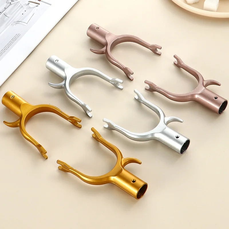 

1Pc Clothes Rod Joint Aluminum Alloy Clothes Fork Head Portable Household Durable Clothes Rod Metal Head Household Accessories
