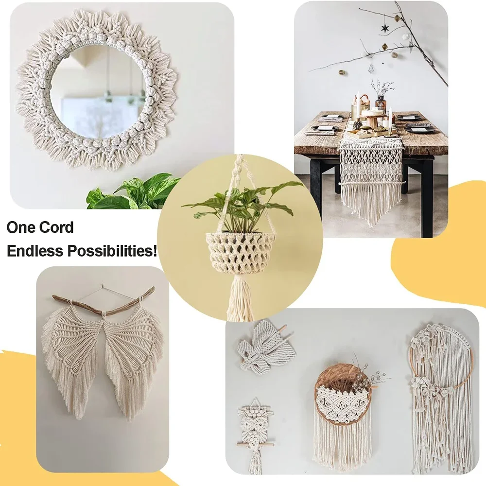 Macrame Cord 1/2/3/4/5/6/8/10mm Natural Cotton Twisted Macrame Rope String DIY Craft Knitting Making Plant Hangers Wall Hangings macrame cord
