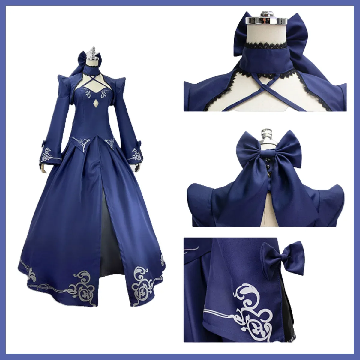 Fate Stay Night Altria Pendragon Blue Evening Dress Cosplay Costume