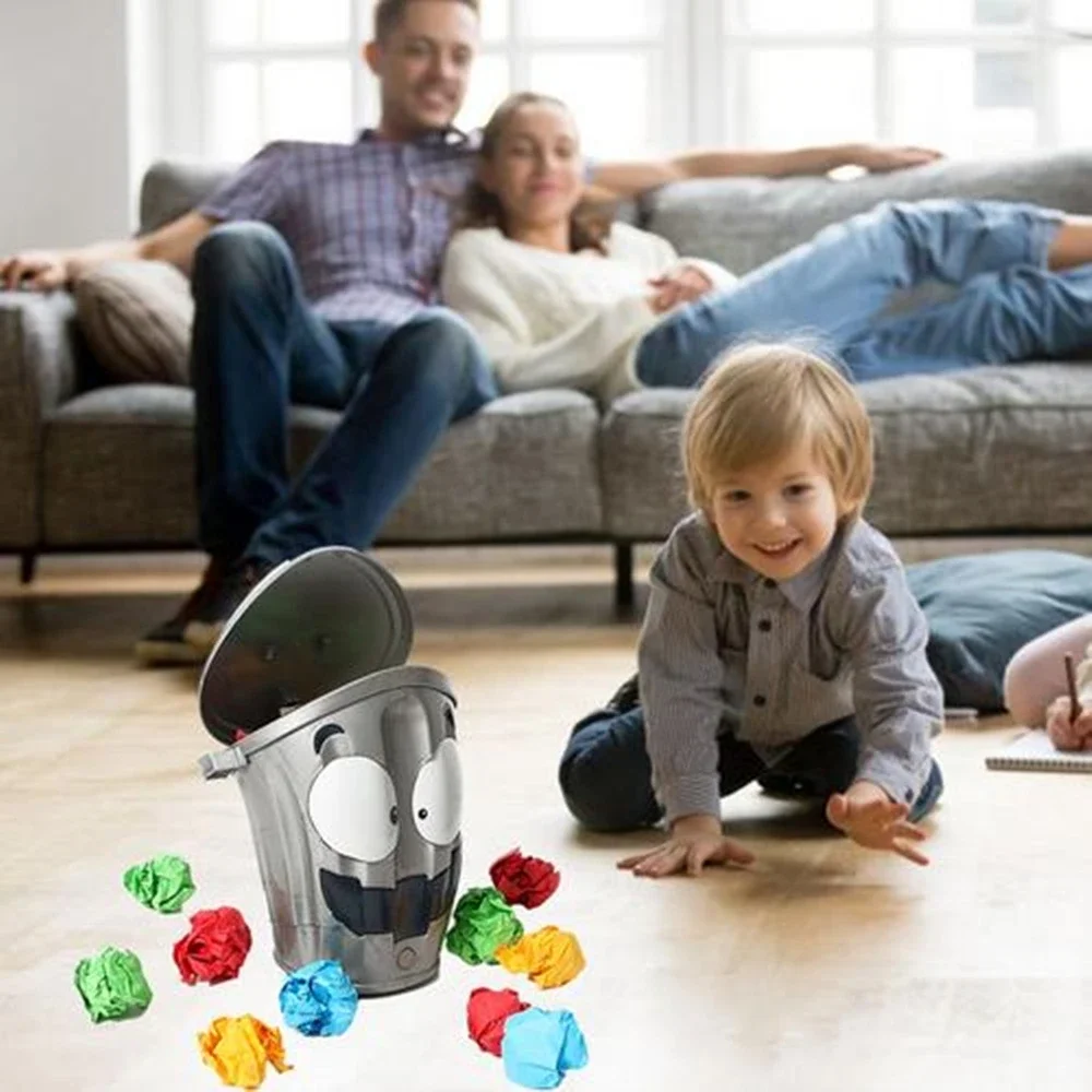Children's Electric Trash Can Cartoon Educational Toy Party Funny Trash Can Diy Decoration Scene Layout Props