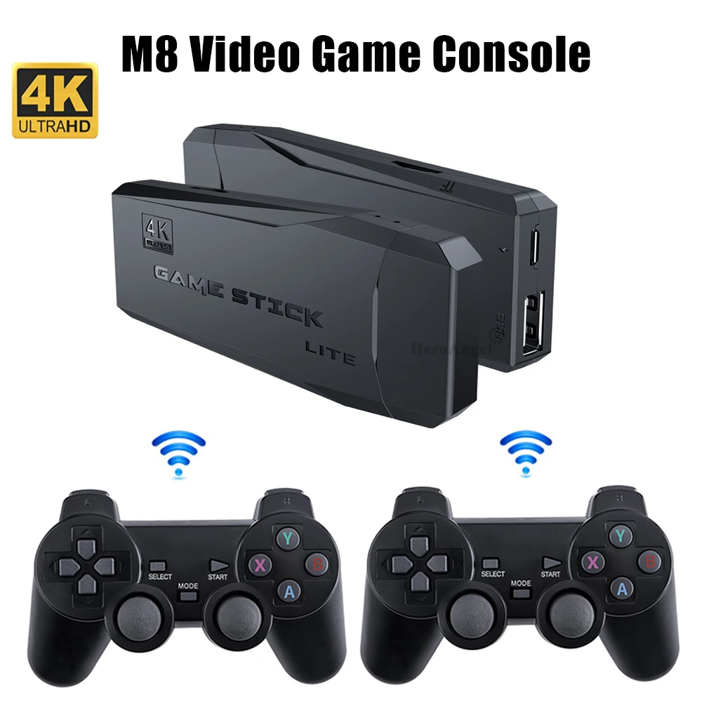 Portable M8 4K TV Video Game Console With 2 2.4G Wireless Controller Support FC PS1 Classic Games Mini Retro Game Console