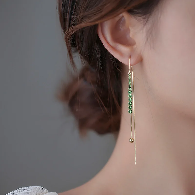 Elegante Lila Strass-Ohrhänger für Damen, Trendige Glänzende Kristallblumen-Ohrringe mit Langen Quasten, Charmanter Hochzeitsschmuck als Geschenk – Detail 21