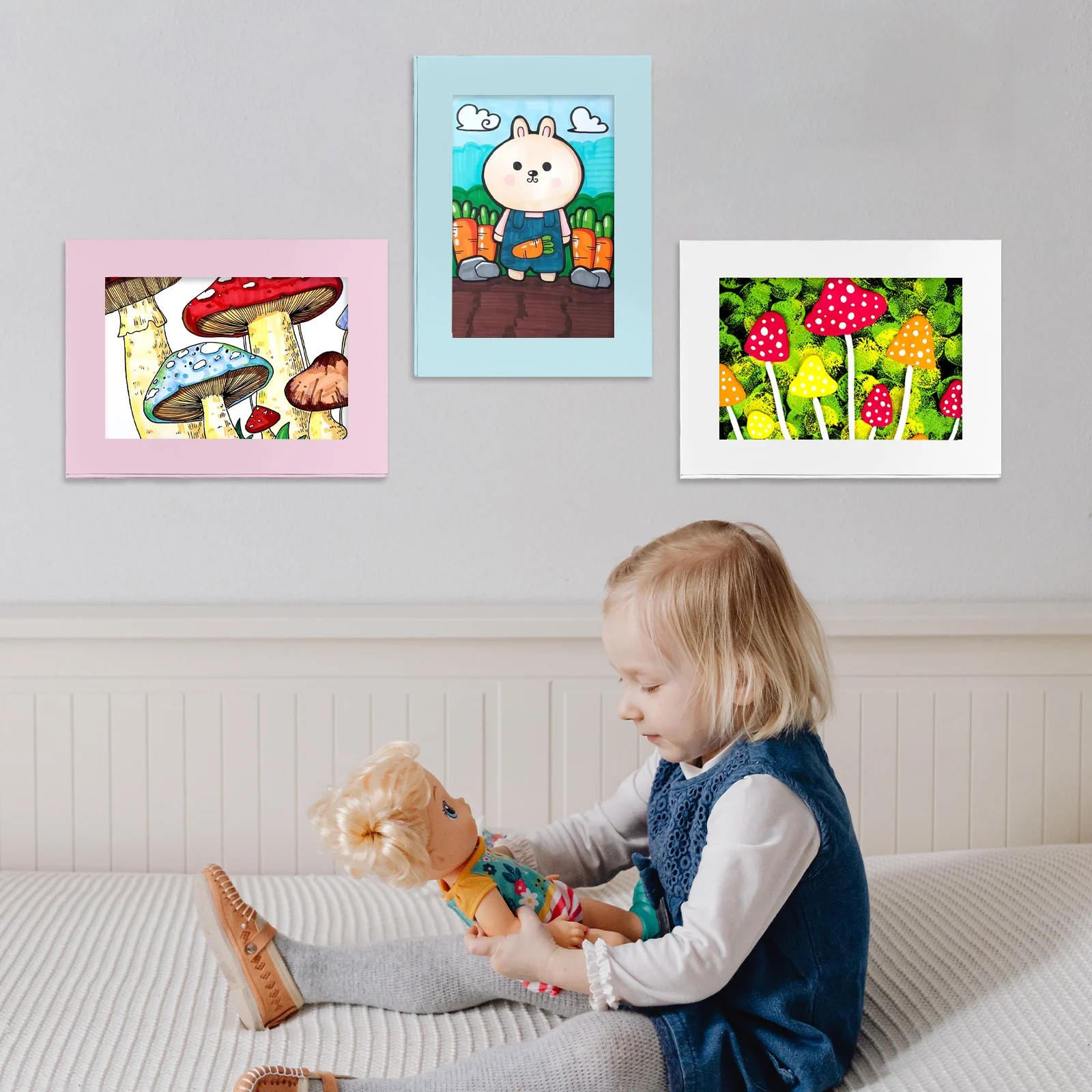 Cadre photo en bois pour enfants, A4, avant ouvert, affiche modifiable,  dessin photo, affichage des douanes, rangement, décoration d'intérieur T1