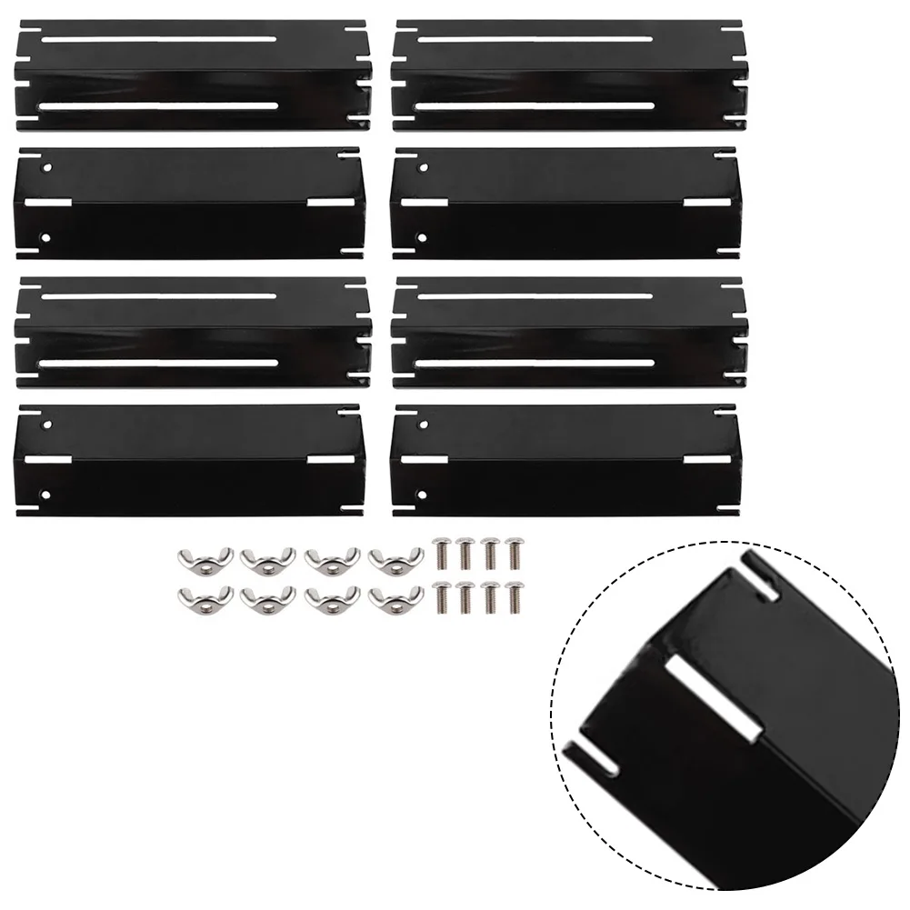

8Pcs Adjustable Heat Plate Enamel Heat Plate BBQ Gas Grill Replacement Kit 95mm Width 298-563mm Length BBQ Plate