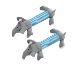Durable Squeaky Plush Animal Chew Toy (2pcs Grey elephant)