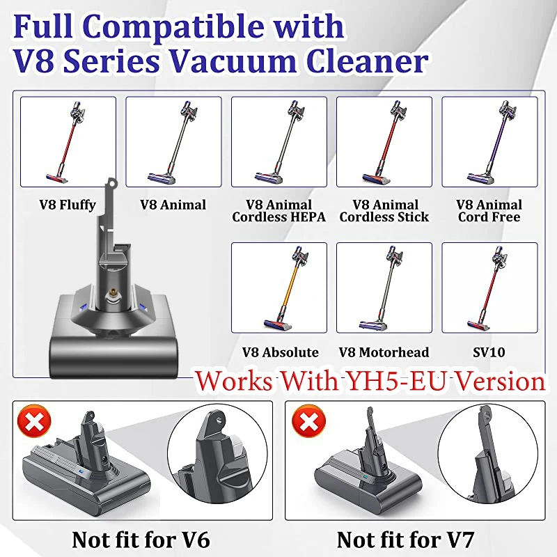 para Dyson v8 Yh5 Bateria Aspirador Absoluto para Dyson v8 Bateria v8 Sv10 Bateria Recarregável v8 Fluffy v8 Animal - Image 3