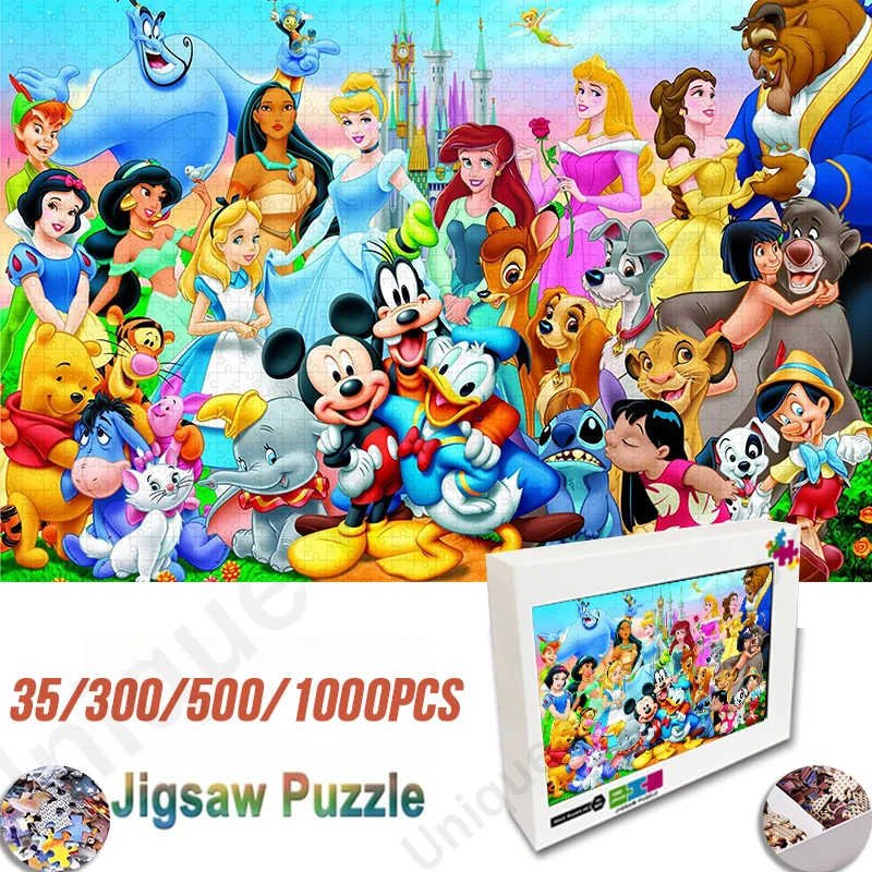 35/300/500/1000Pieces Puzzle Jigsaw Disney Character Collection Wooden Jigsaw with Box Unique Creative Birthday Gifts Home Decor