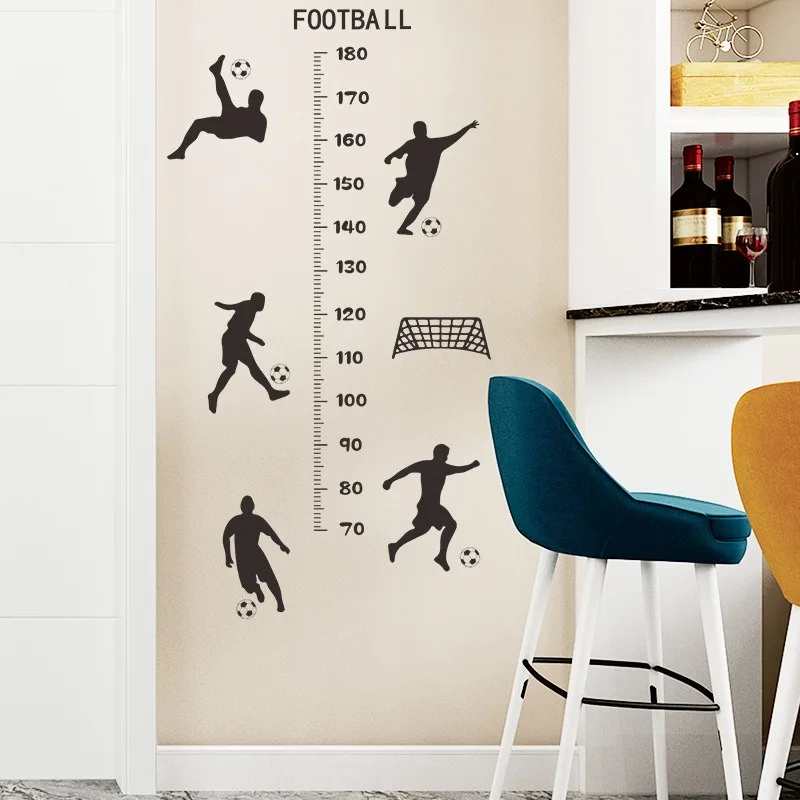 Children Height Measuring Chart Kids Growth Height Chart Wallpapers Football Sports Themed Cartoon Wall Ruler Kids Room Home Playroom Living Room Classroom