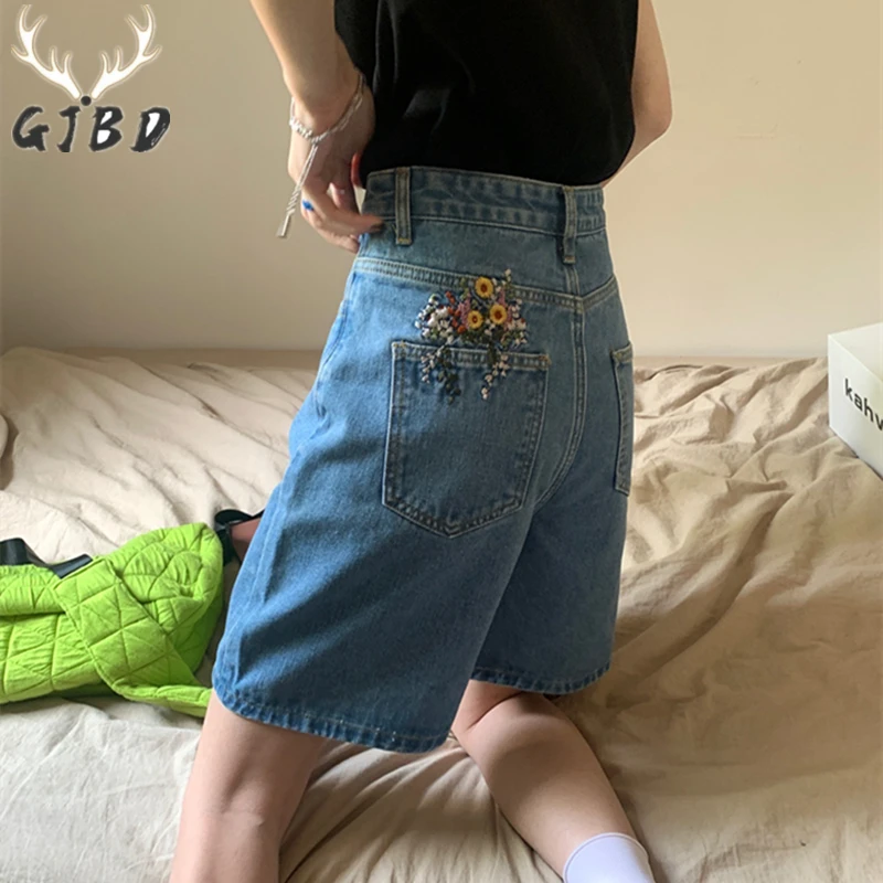 Korean Style Classic Denim Shorts Women Summer Blue High Waisted Shorts  Wide Leg Pants Streetwear Stright Jeans Womens Shorts - AliExpress