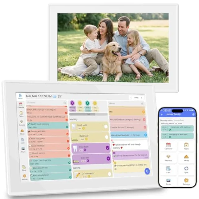 Digital Calendar 10.1" Touchscreen, Smart Electronic Wall Organizer, Chore Chart and Meal Planner, Family Task Manager, Third-P