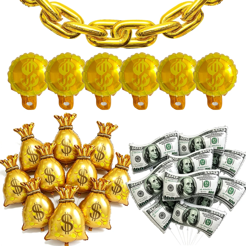 Luxurious Gold Money-Themed Party Balloons Set