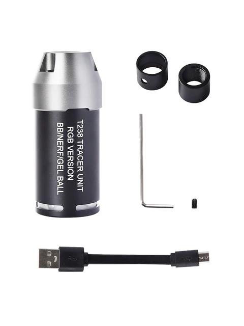 T238 Wargame Airsoft Gun 14mm CCW Tactical RGB Tracer Unit Lighter Light Pistol BBS Glow in Dark 19mm，16mm adapter for nerf 2