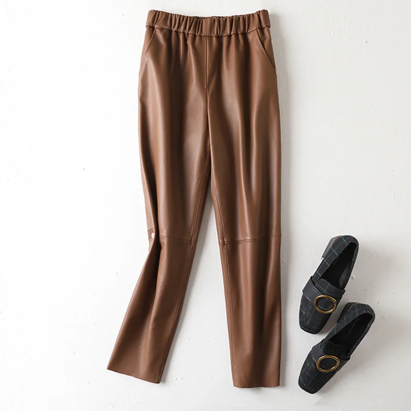 2023 New Genuine Sheepskin Leather Pants Fashion Casual Pencil Sheep Leather Pants E75